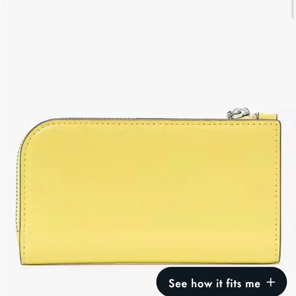 NWT Kate Spade Devin Small Slim Bifold Yellow Wallet with Flower Charm - Picture 5 of 8